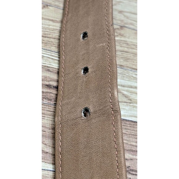 Vintage Salvatore Ferragamo Italy Mens Belt Tan Tweed Leather Brass Buckle 36-38 - Picture 13 of 14